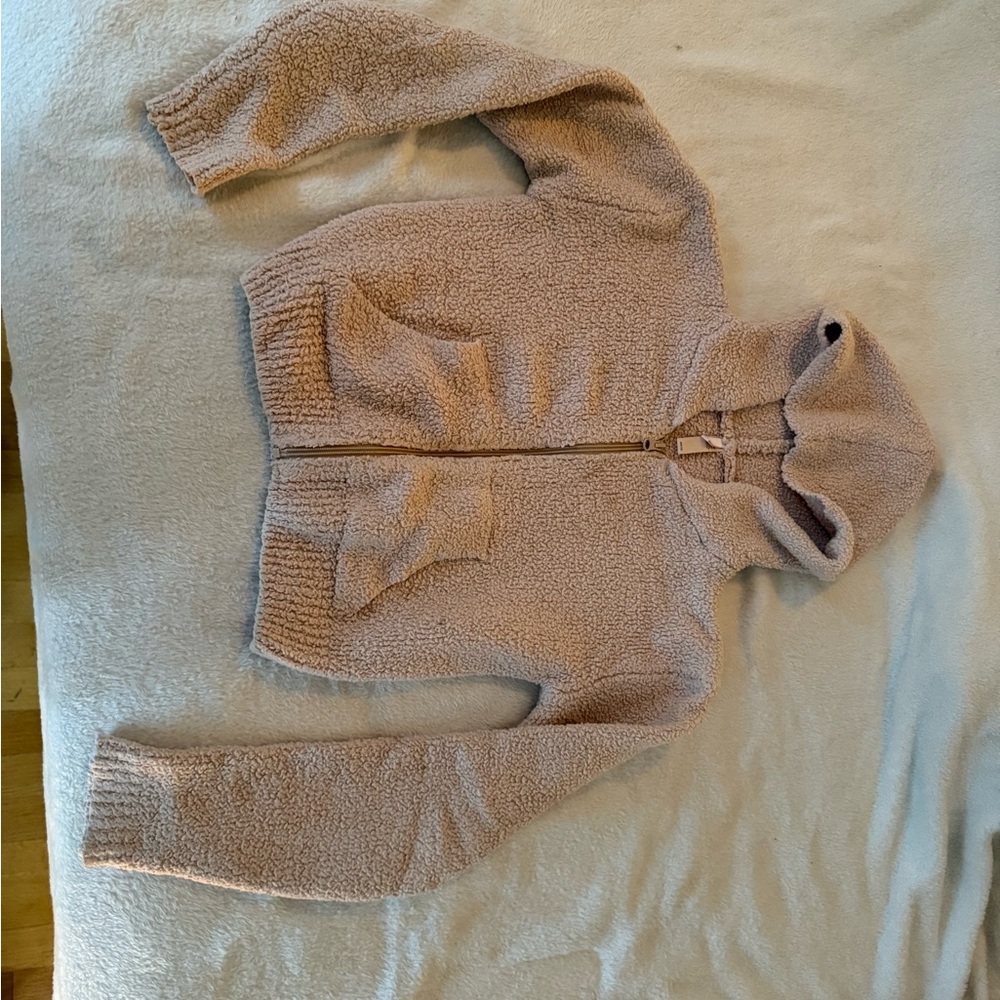 Skims cropped teddy lounge zip up